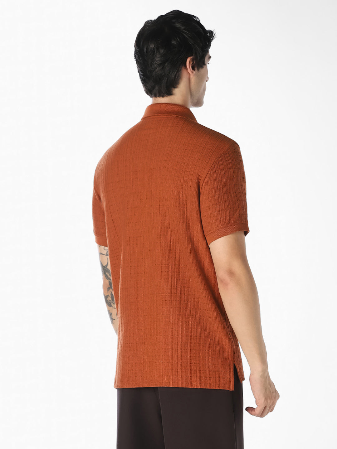 Ginger Brown Ribbed Zip Polo