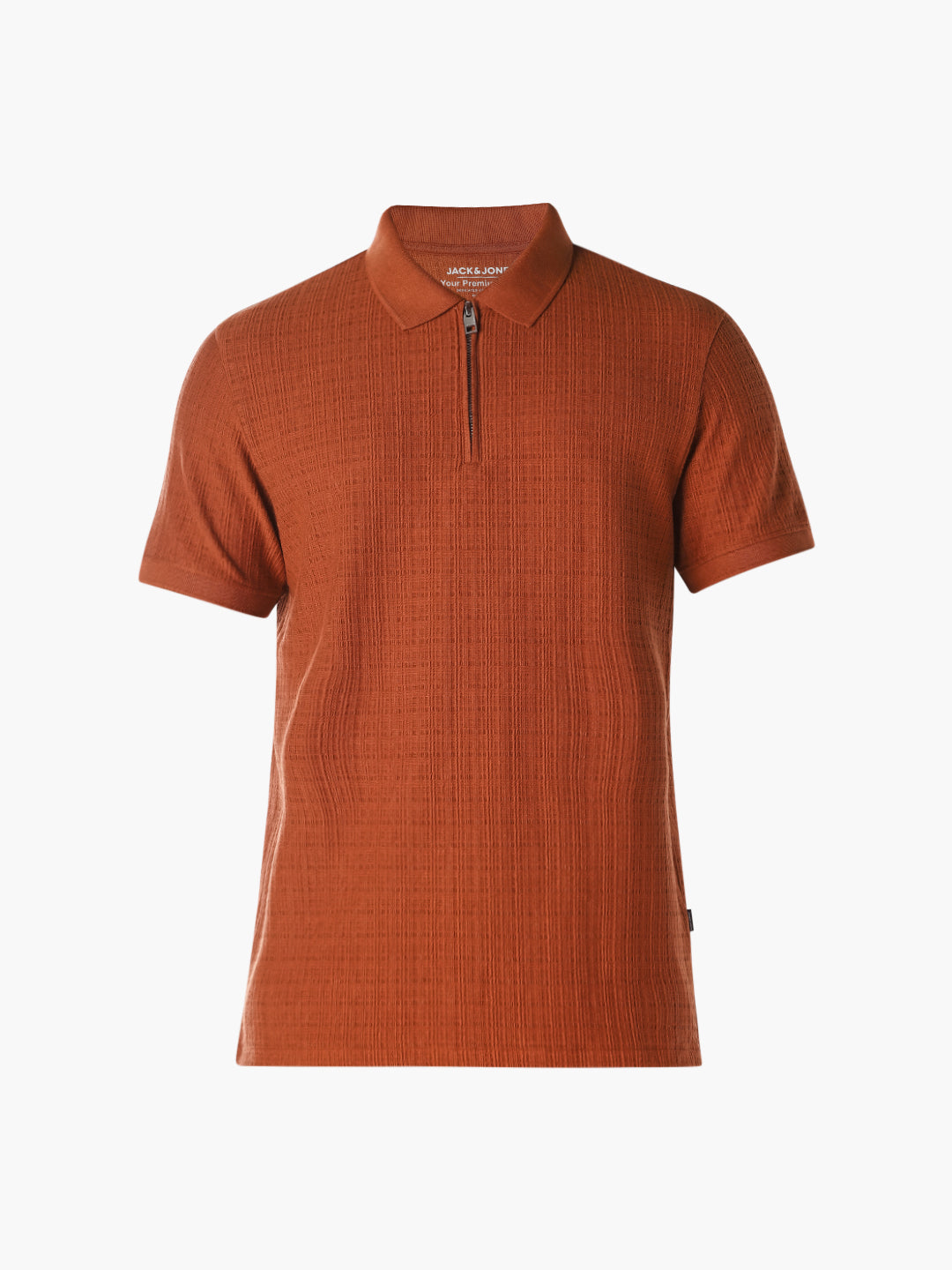 Ginger Brown Ribbed Zip Polo