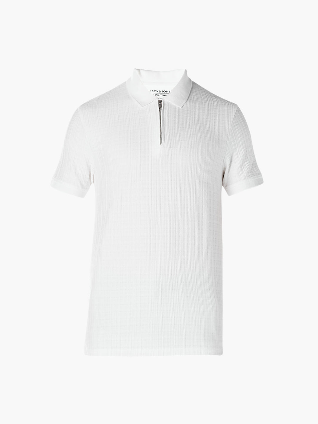 White Zip-Up Cotton Polo