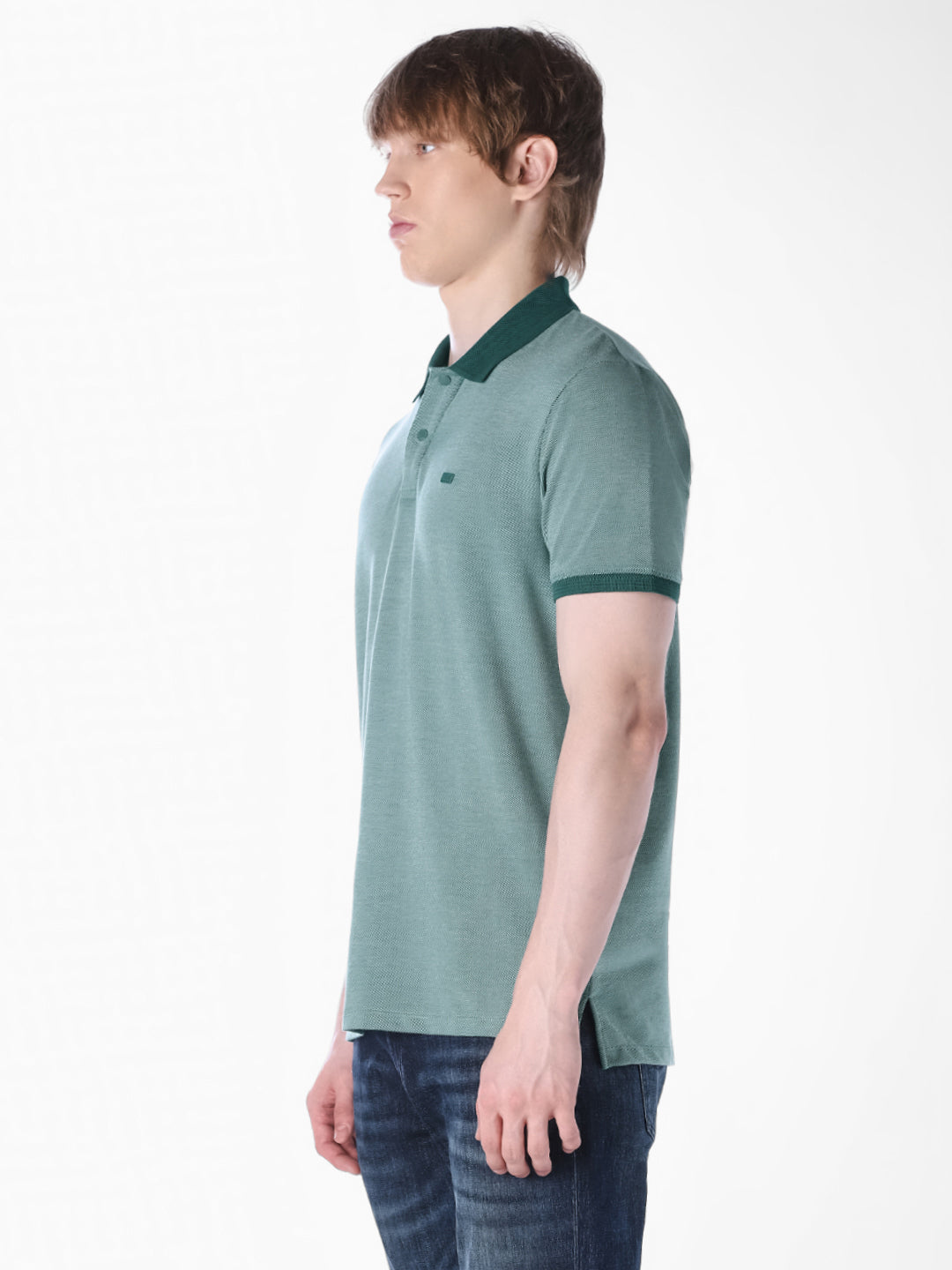 Green Jacquard Regular Fit polo