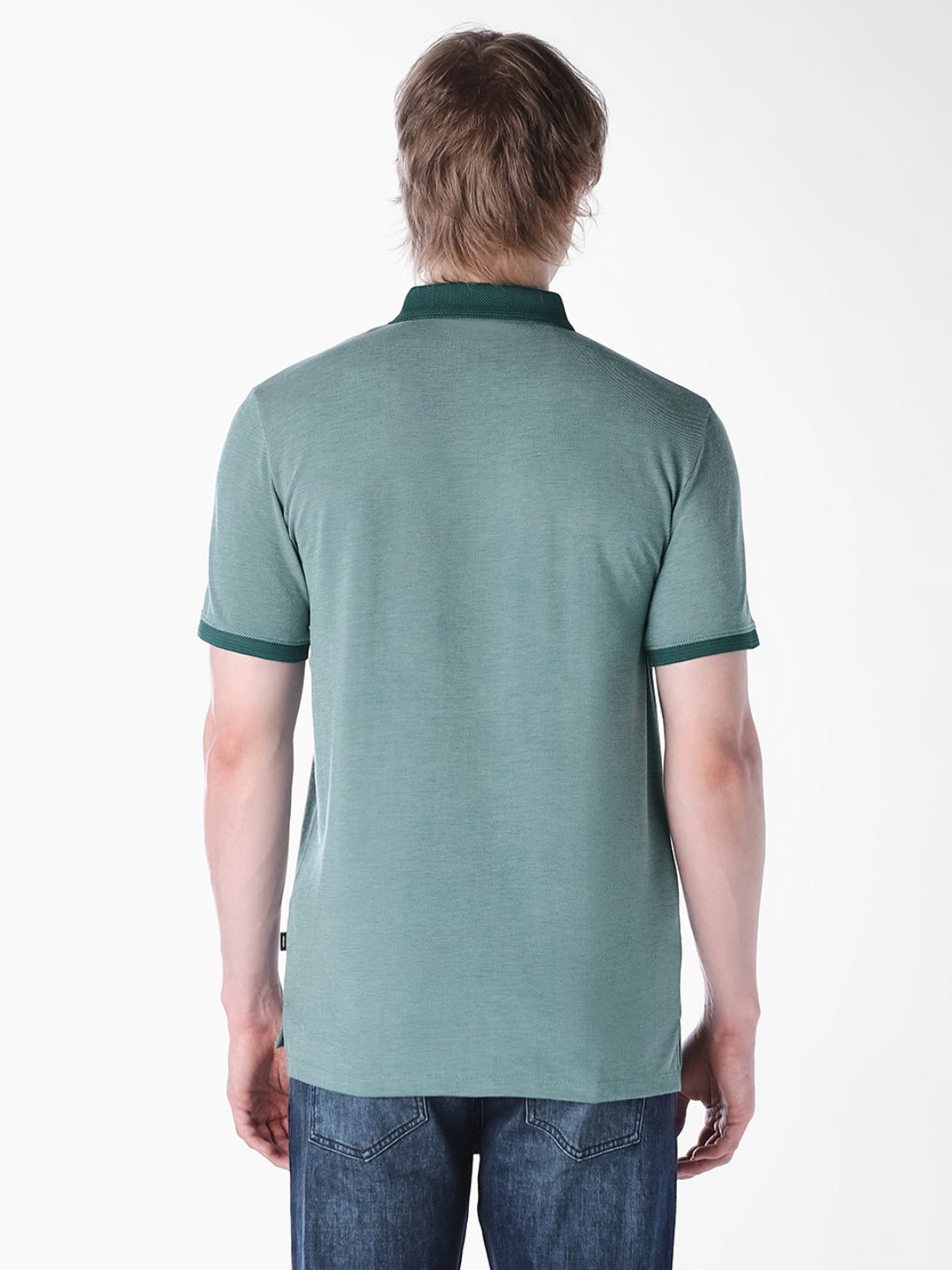 Green Jacquard Regular Fit polo
