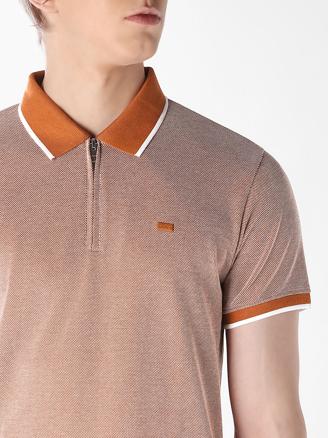 Brown Contrast Collar Polo
