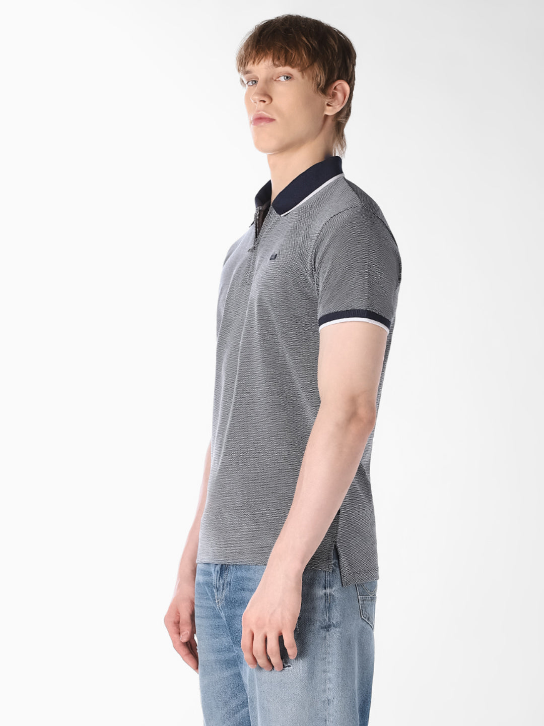 Blue Contrast Collar Polo