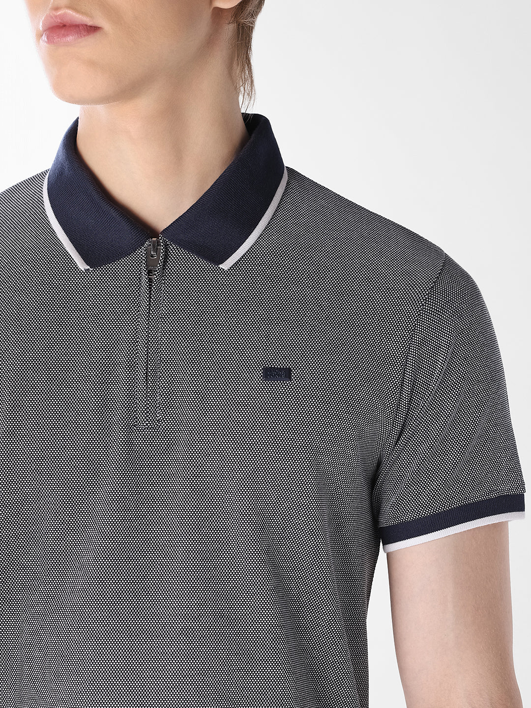 Blue Contrast Collar Polo