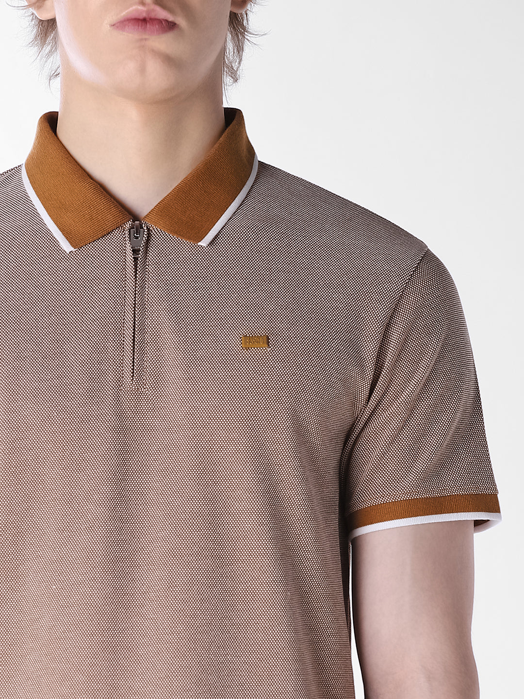 Brown Knitted Regular Fit Polo