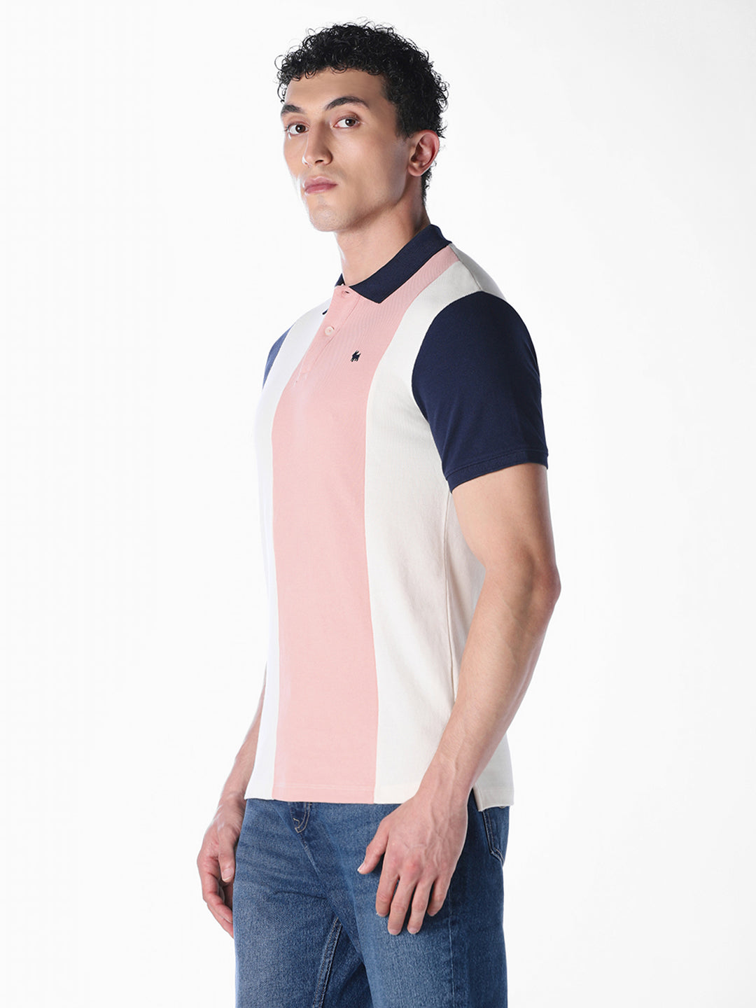 White colour blocked Regular Fit polos