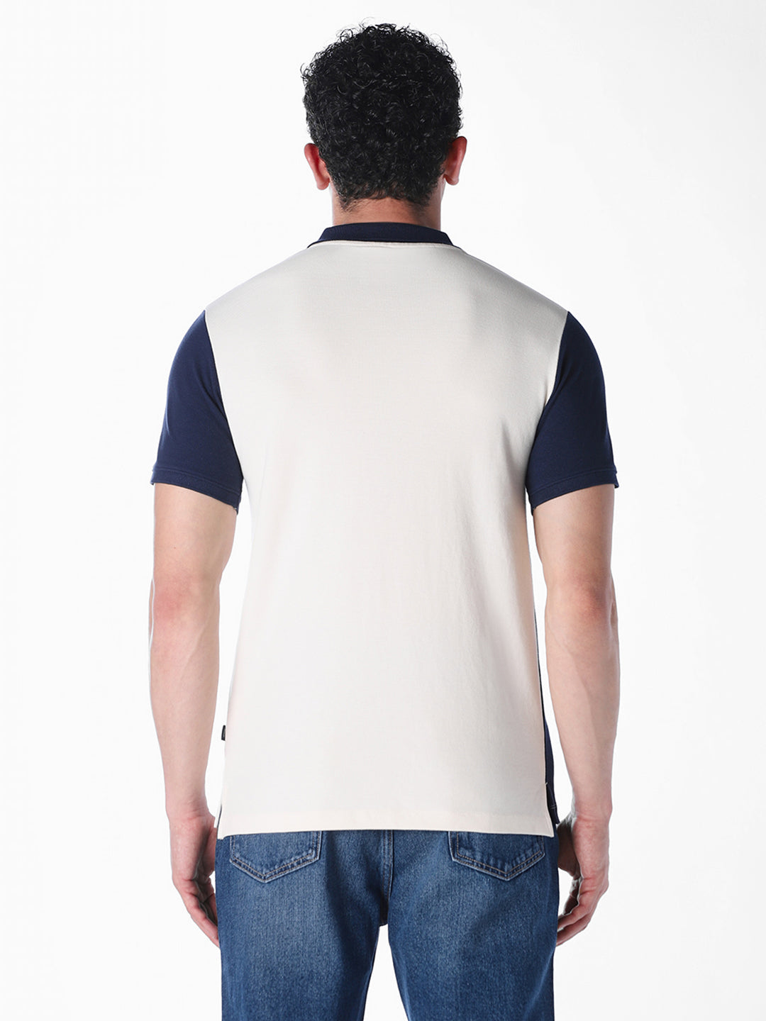 White colour blocked Regular Fit polos
