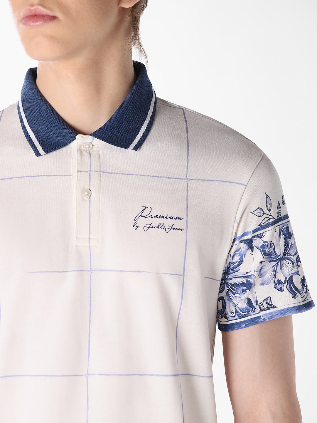 White Printed Cotton Polo