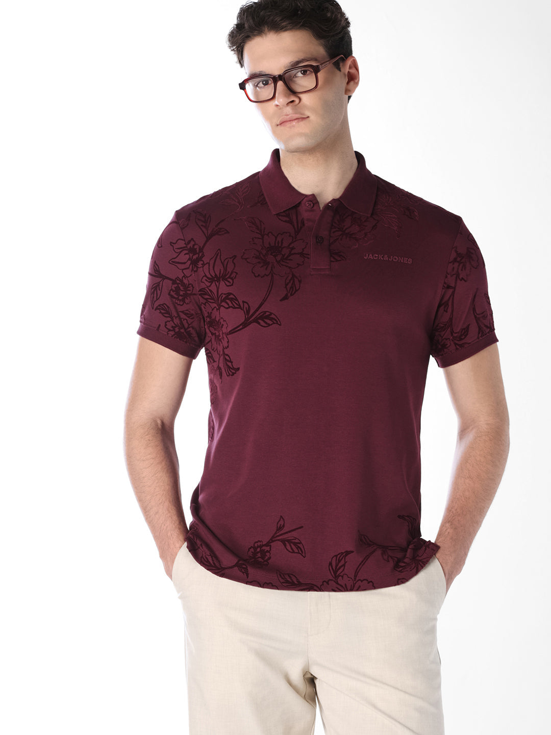 Floral Print Cotton Polo