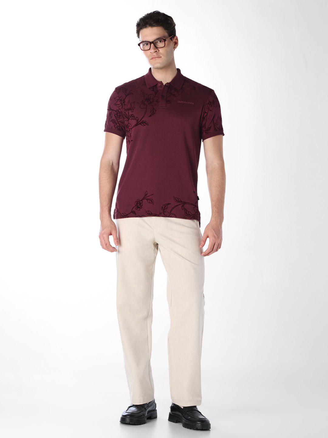 Floral Print Cotton Polo