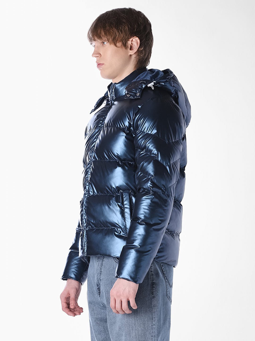 Blue printed Regular Fit Jacket