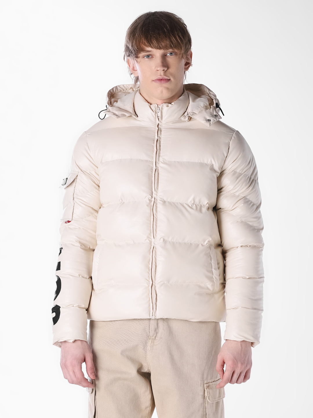 White placement print Regular Fit Jacket