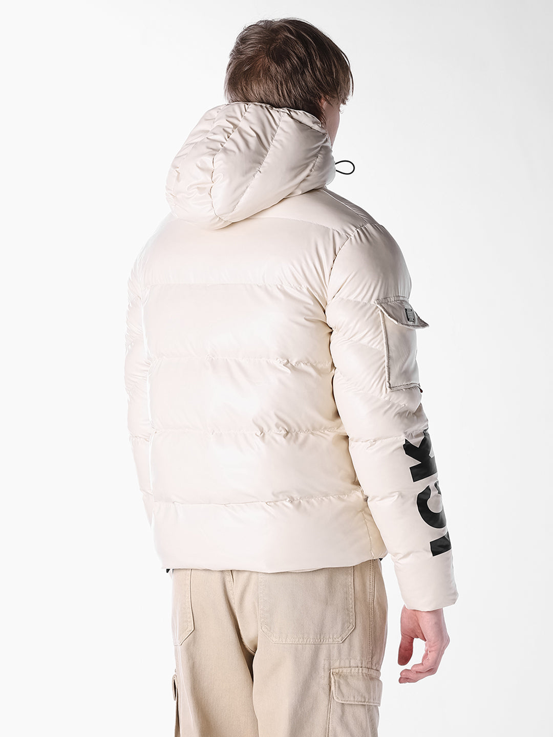 White placement print Regular Fit Jacket