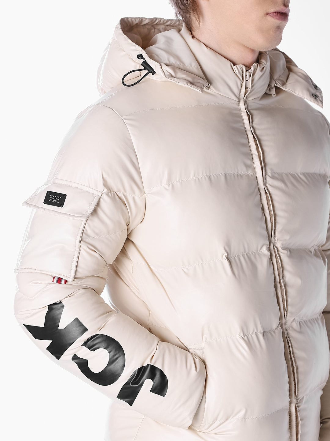 White placement print Regular Fit Jacket