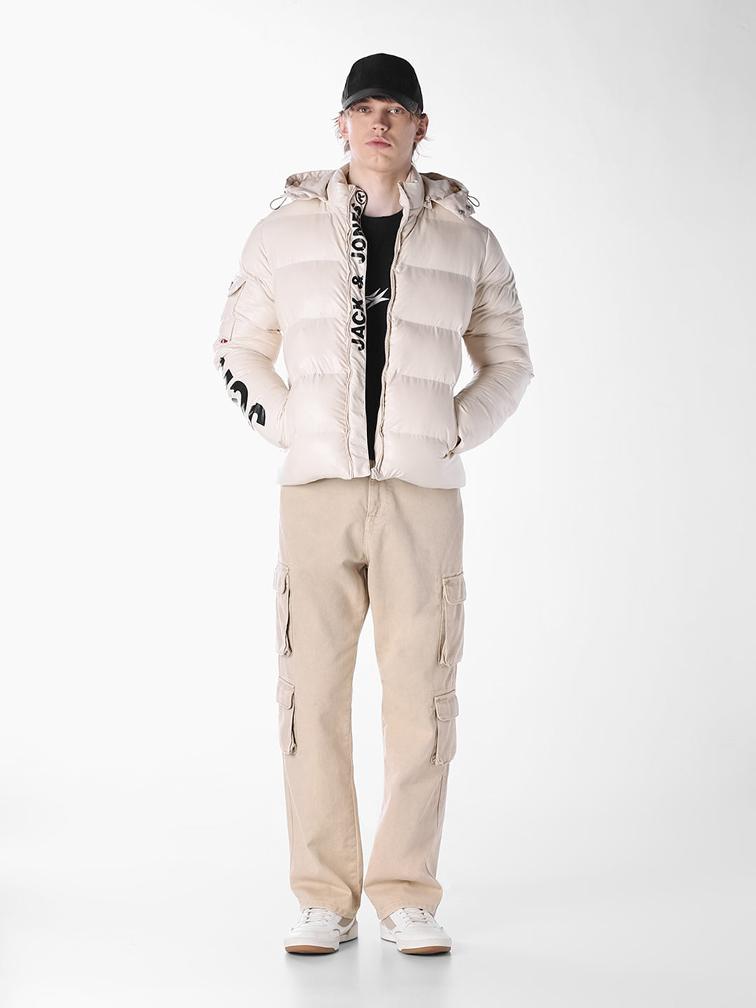 White placement print Regular Fit Jacket