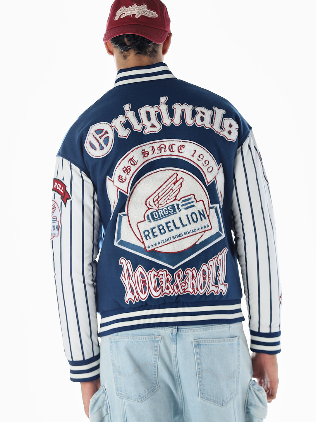 Blue placement print Regular Fit Jacket