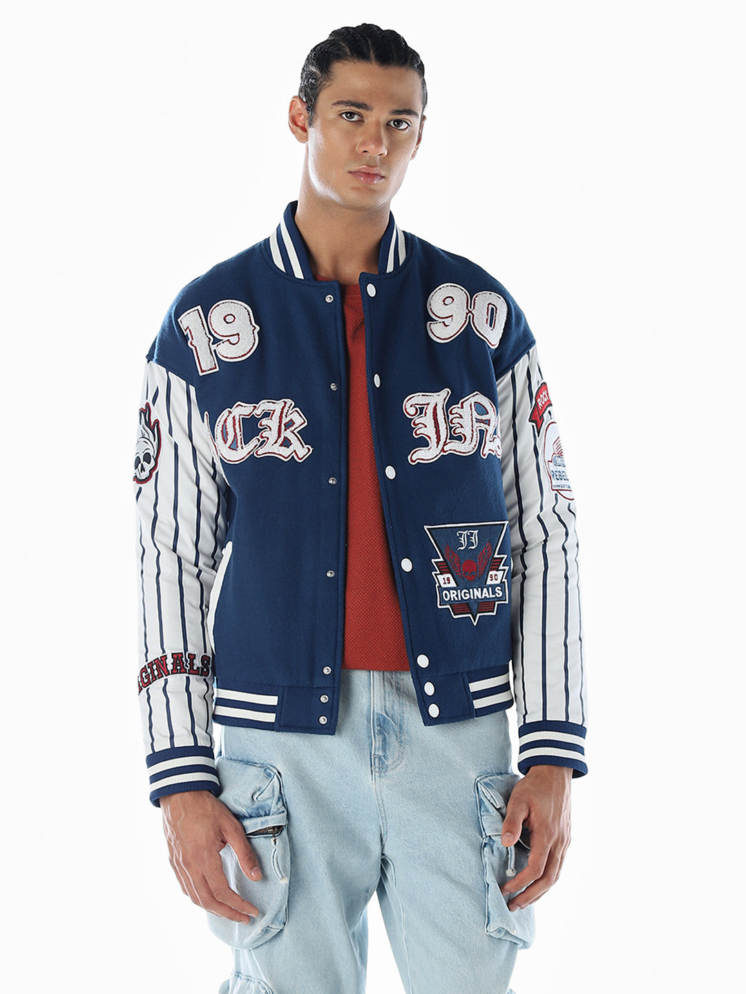 Blue placement print Regular Fit Jacket