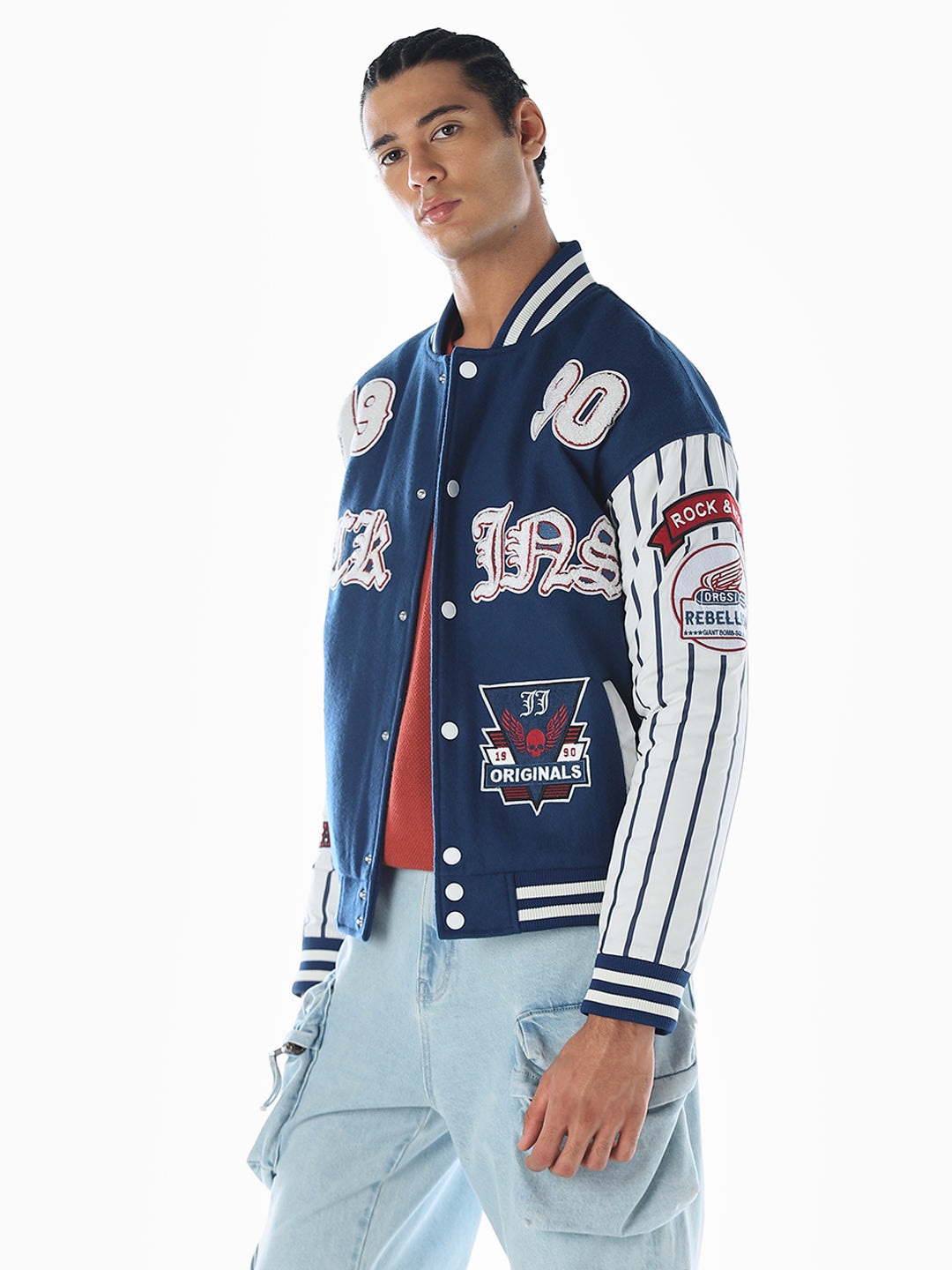 Blue placement print Regular Fit Jacket