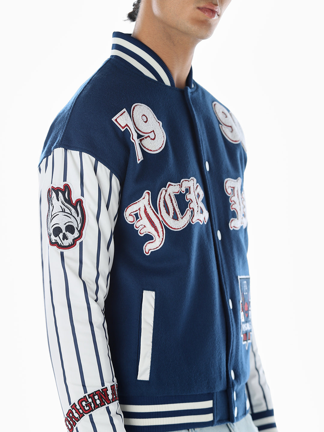 Blue placement print Regular Fit Jacket