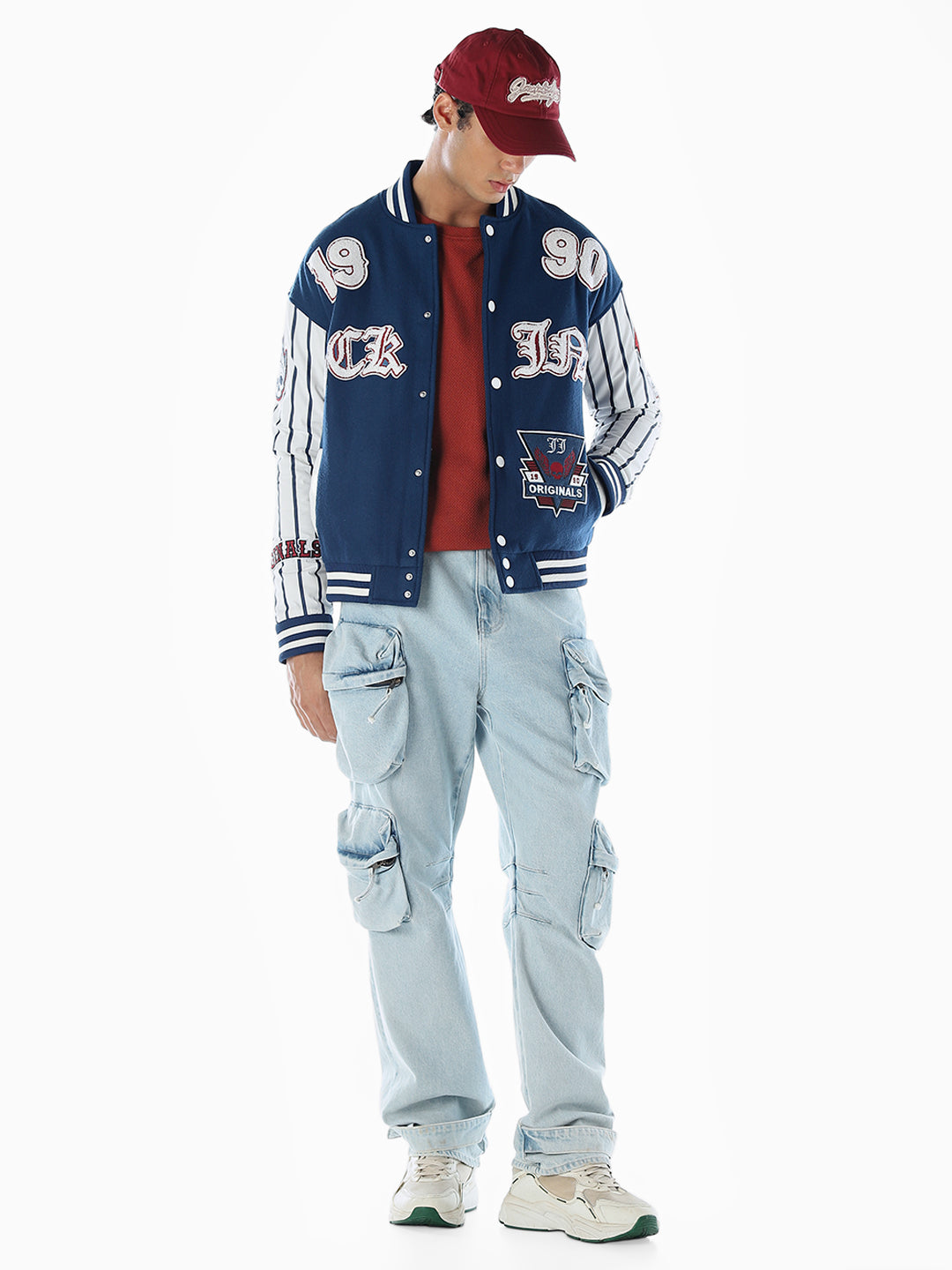 Blue placement print Regular Fit Jacket