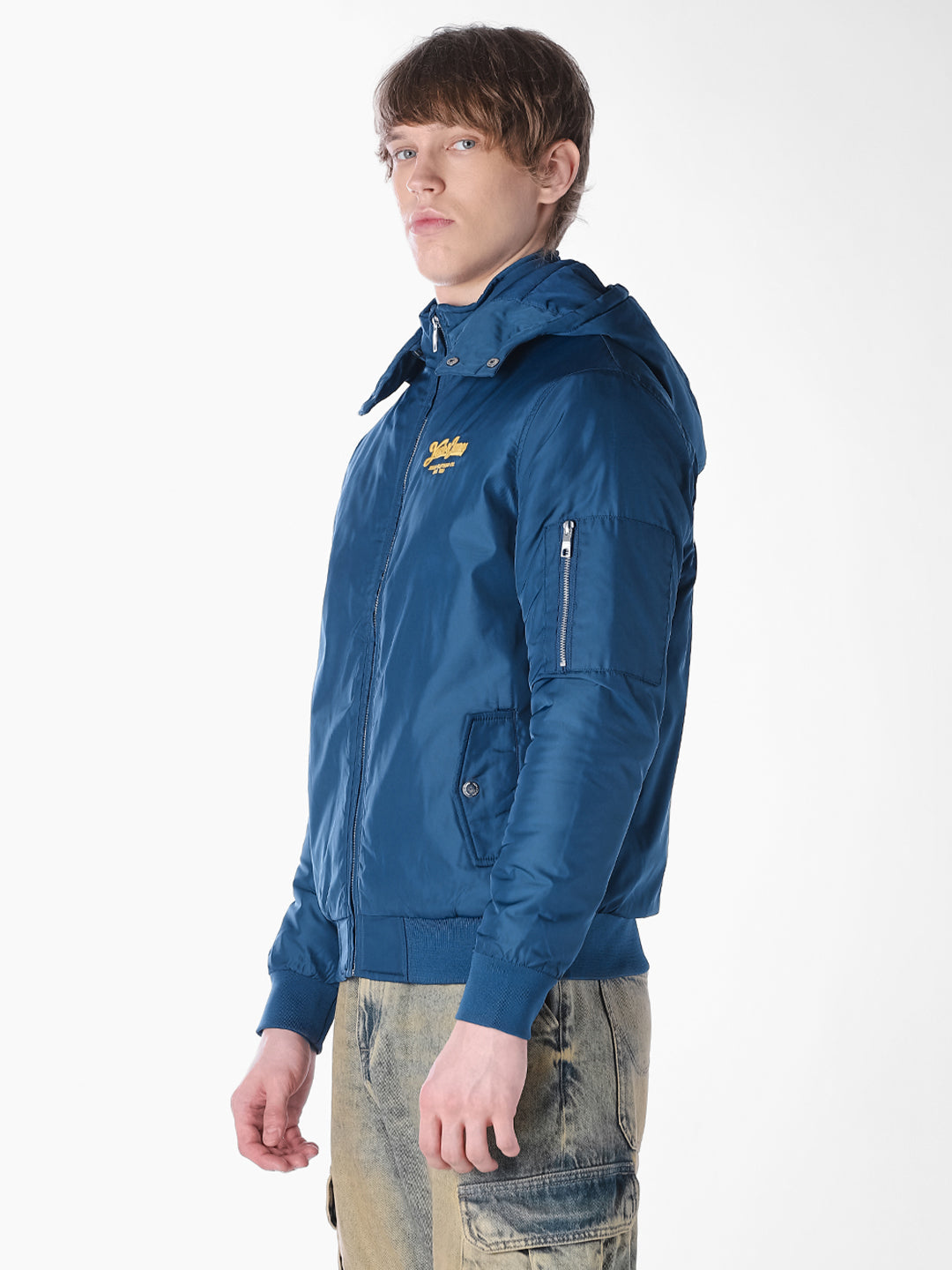 Blue Solid Regular Fit Jacket