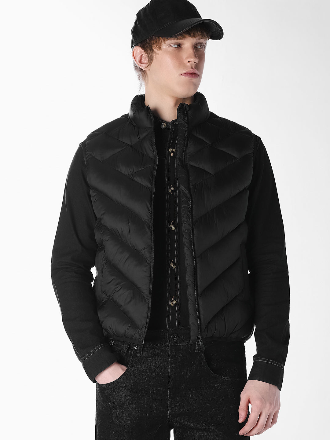 Black High Neck Gilet