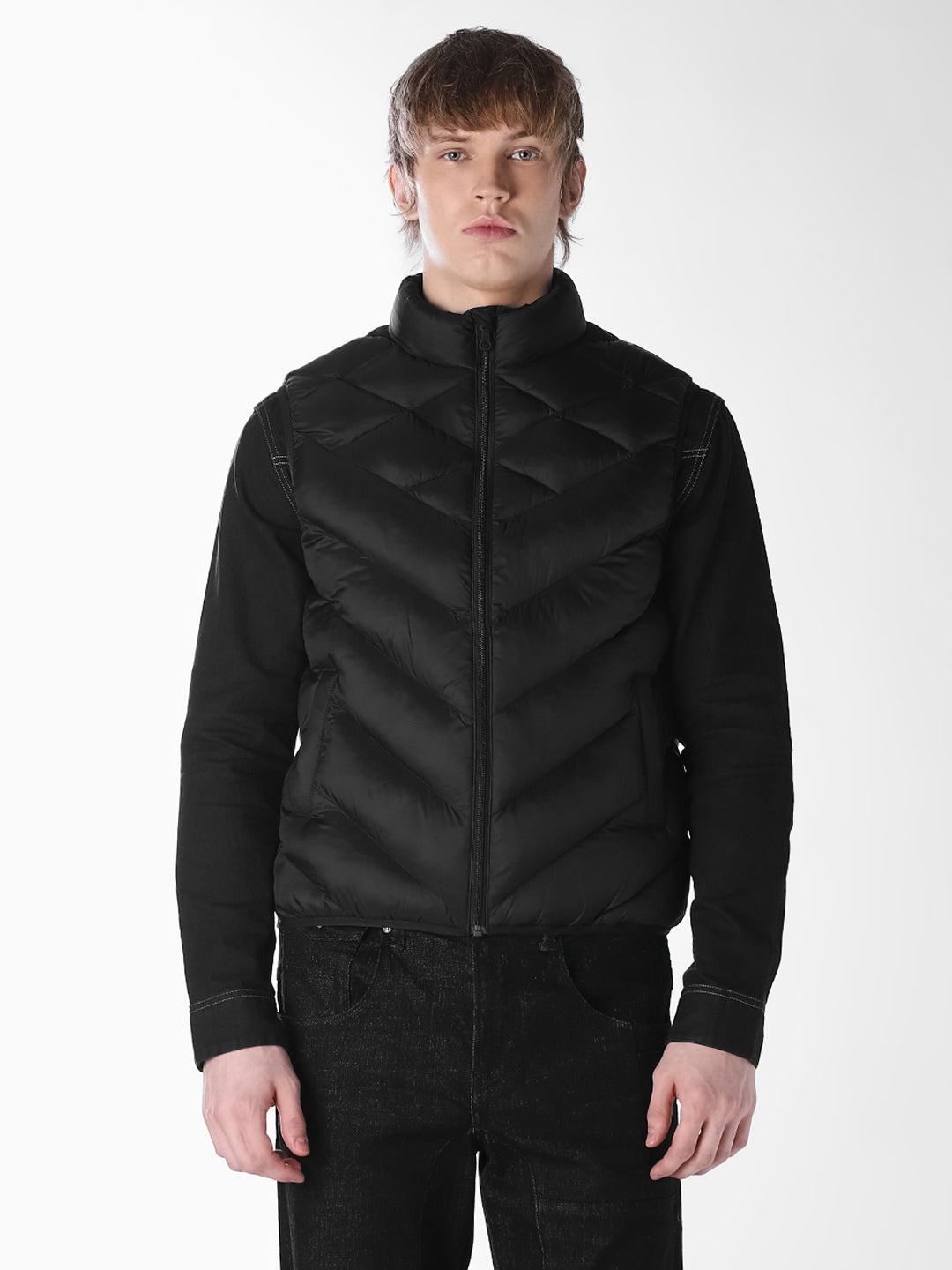 Black High Neck Gilet