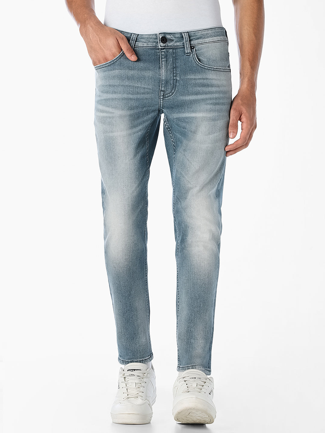 Blue Cropped Slim Fit Jeans
