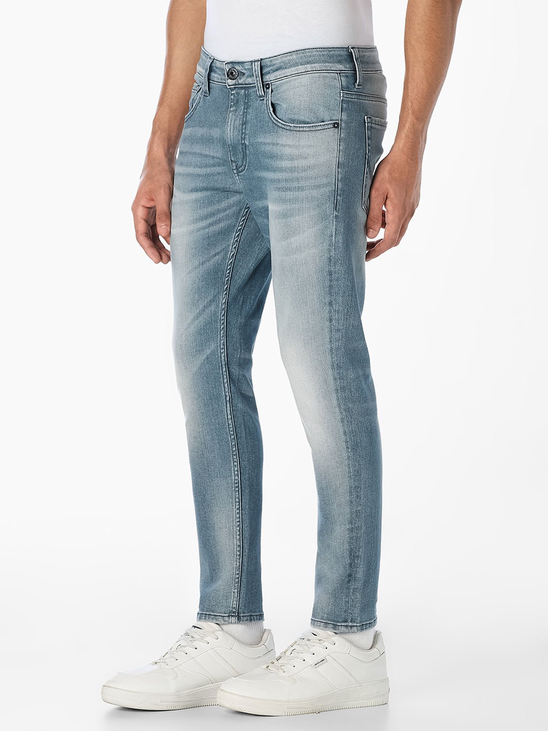 Blue Cropped Slim Fit Jeans