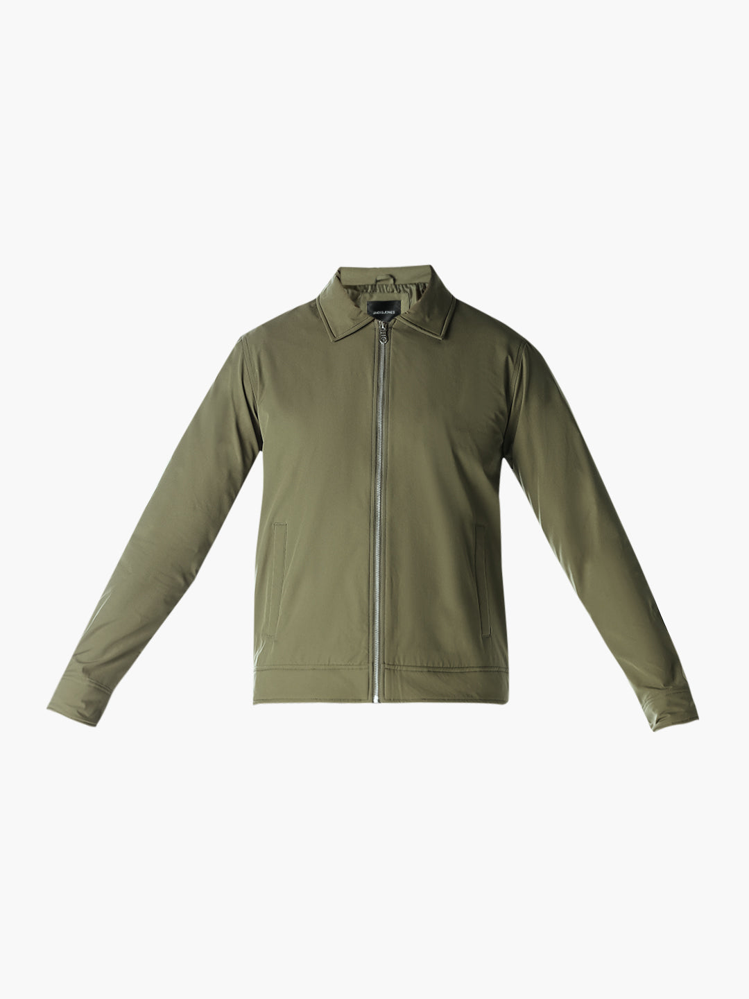 Olive Regular Fit Zip-Up Jacket