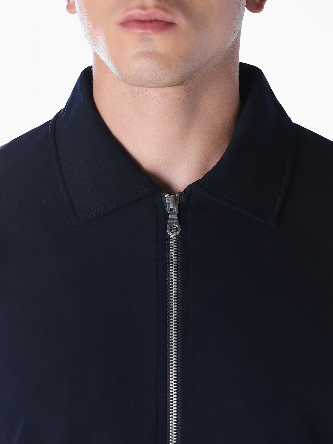 Blue Solid Regular Fit Jacket