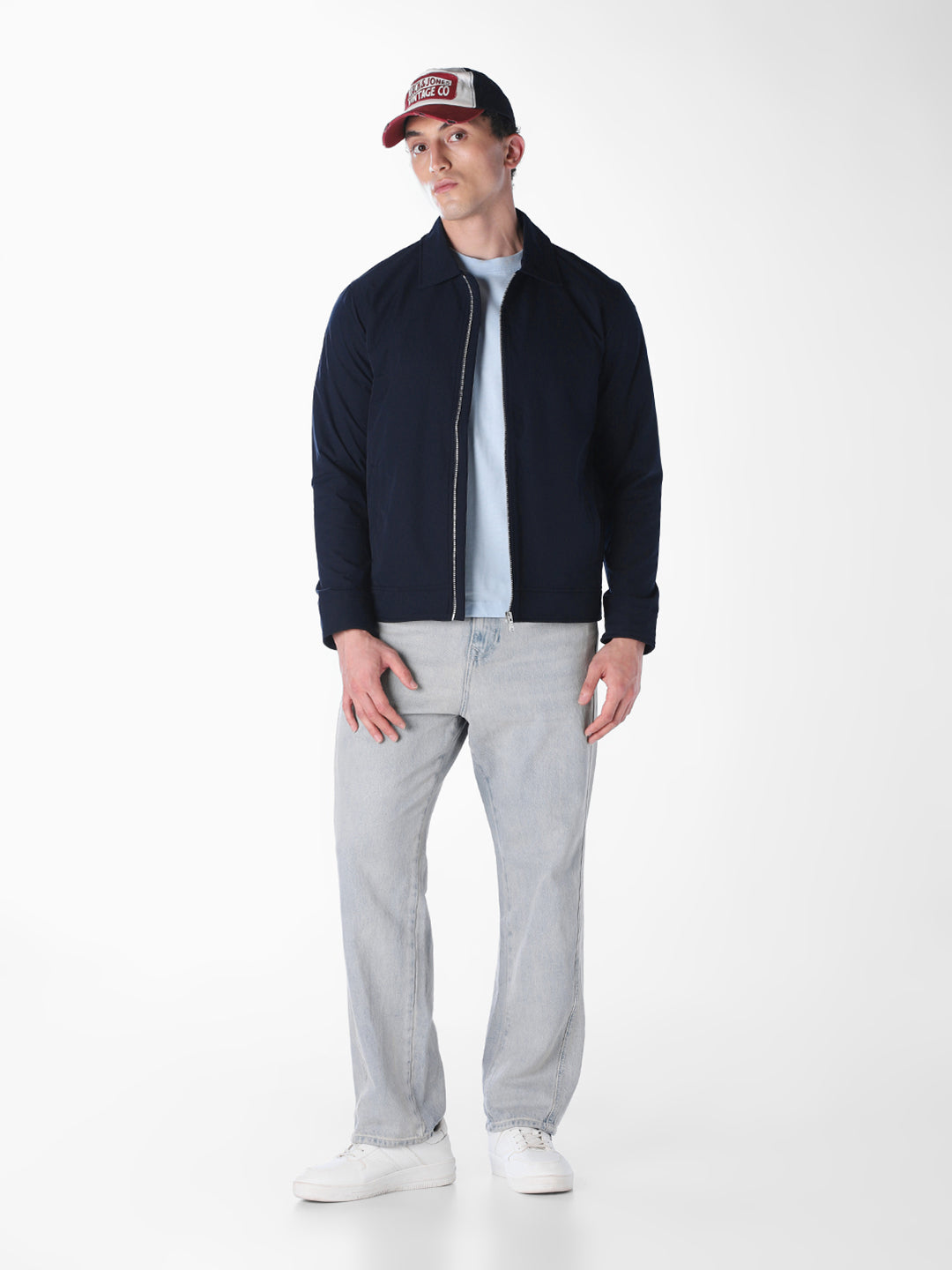 Blue Solid Regular Fit Jacket