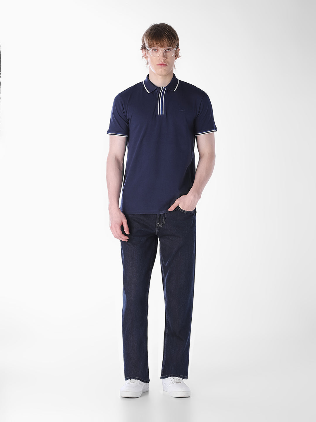 dark blue denim bootcut jeans