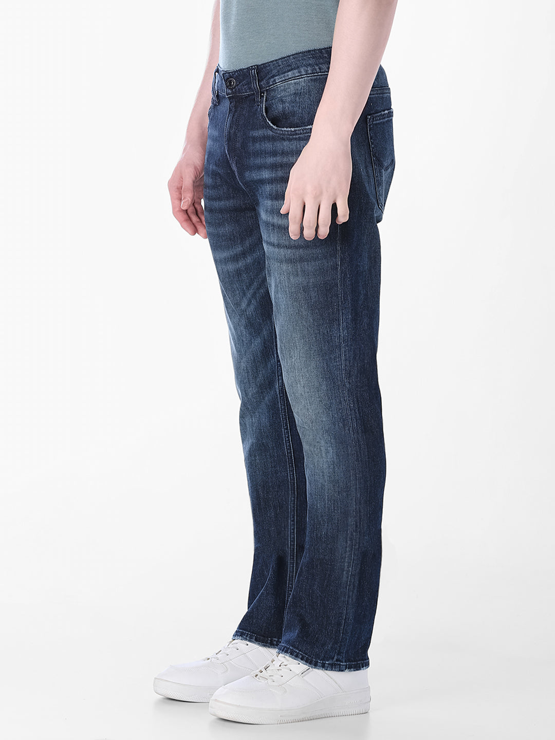dark blue denim straight Fit jeans