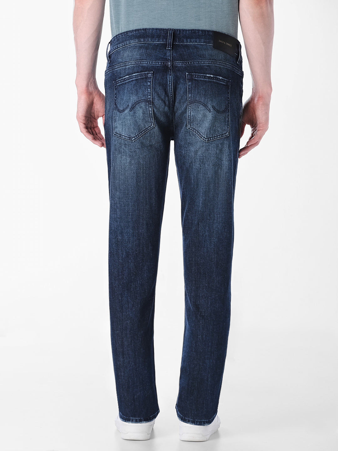dark blue denim straight Fit jeans