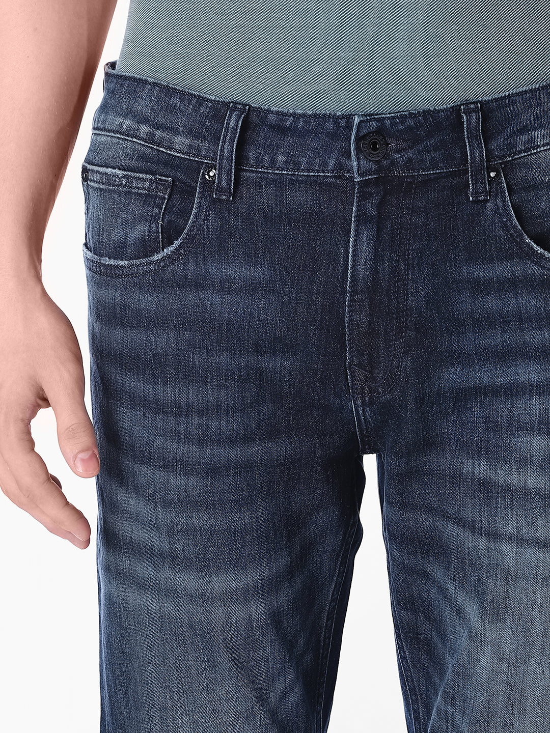 dark blue denim straight Fit jeans
