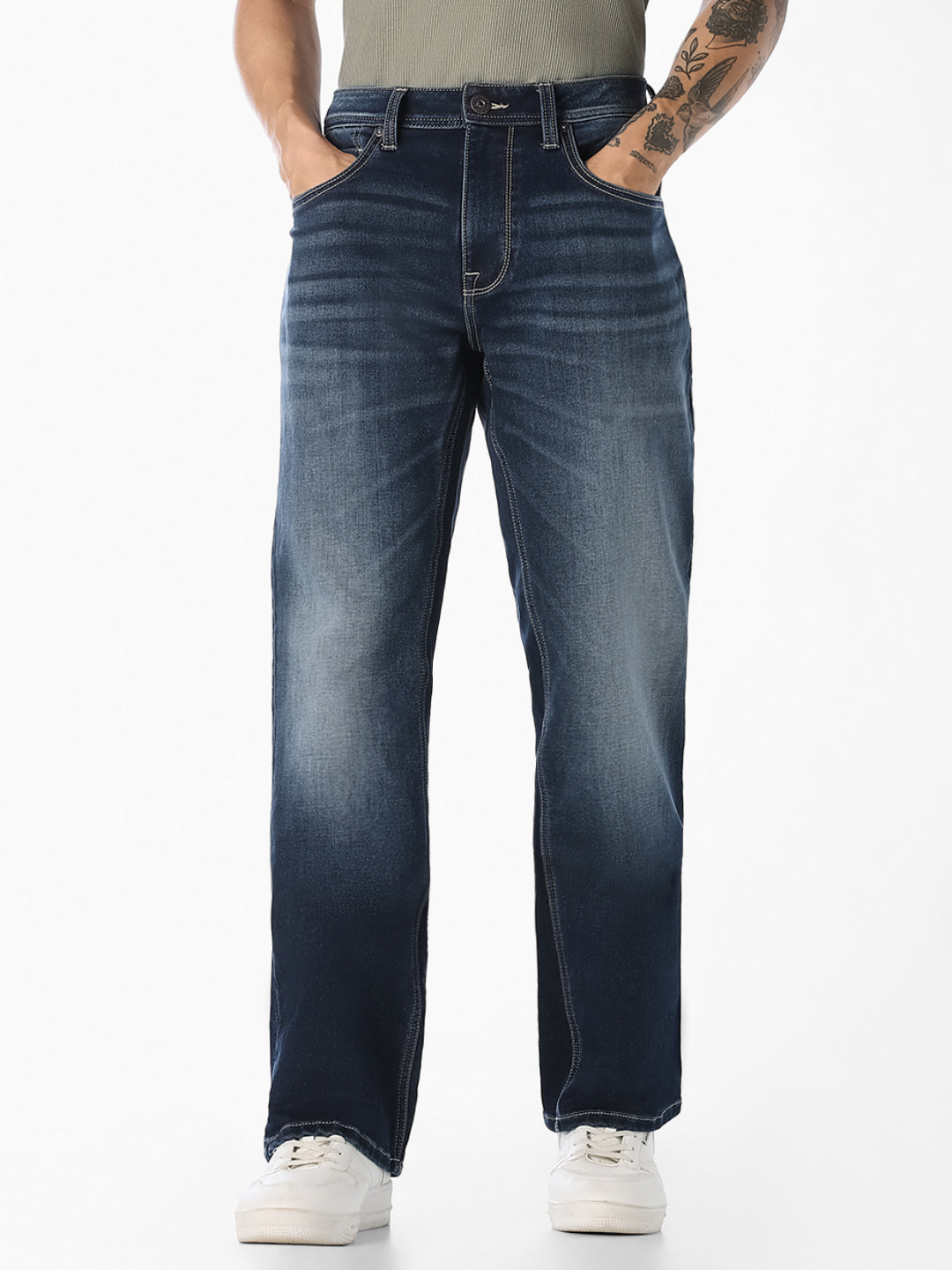 Dark Blue Washed Bootcut Jeans - 28/30