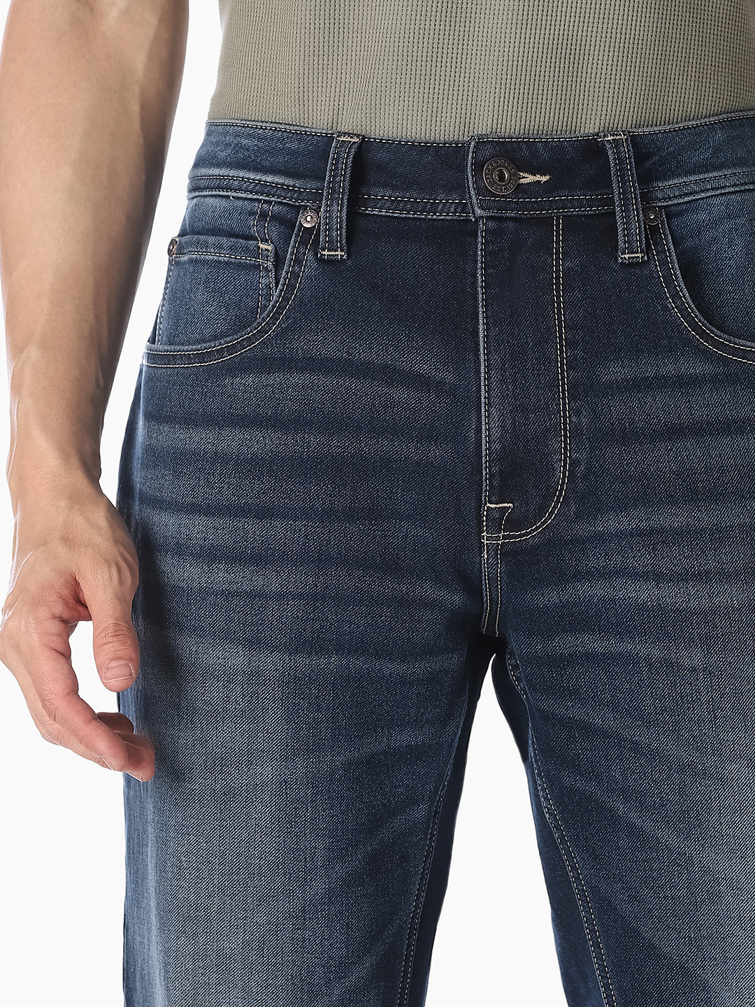 Dark Blue Washed Bootcut Jeans