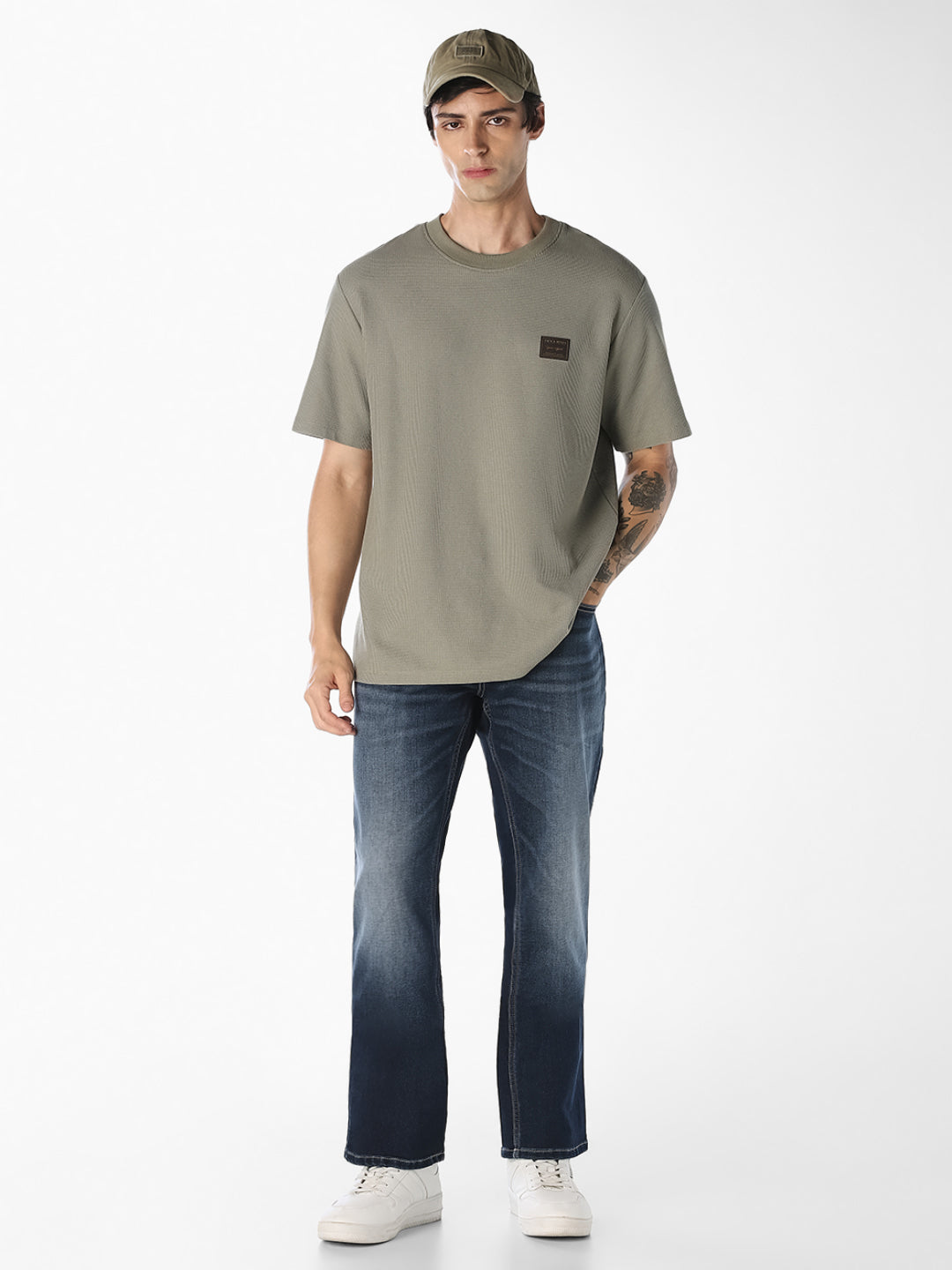 Dark Blue Washed Bootcut Jeans