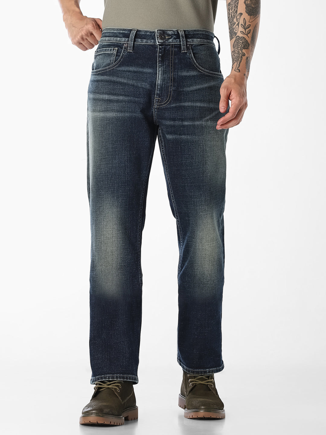 Dark Blue Washed Bootcut Jeans - 28/30