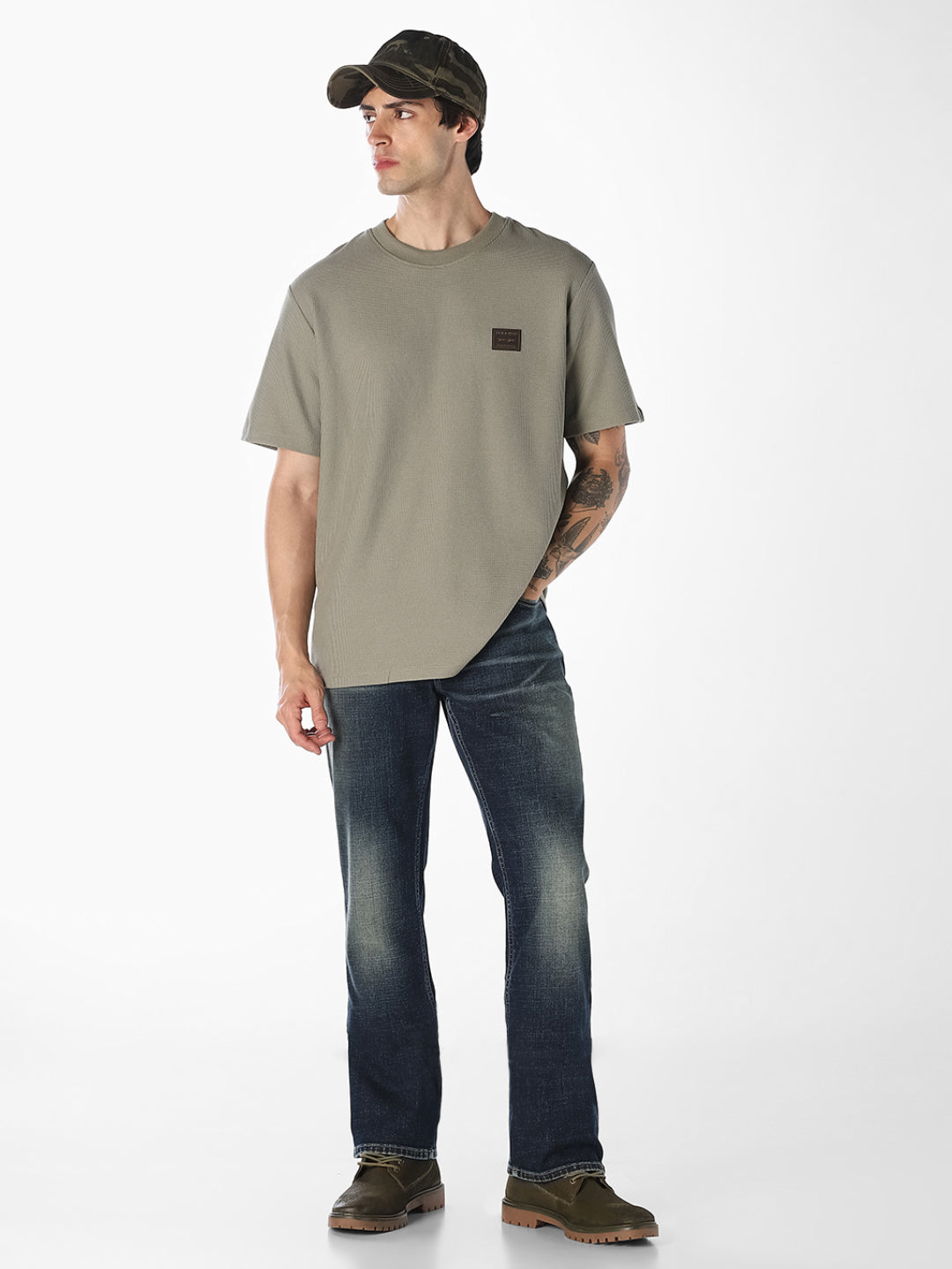 Dark Blue Washed Bootcut Jeans