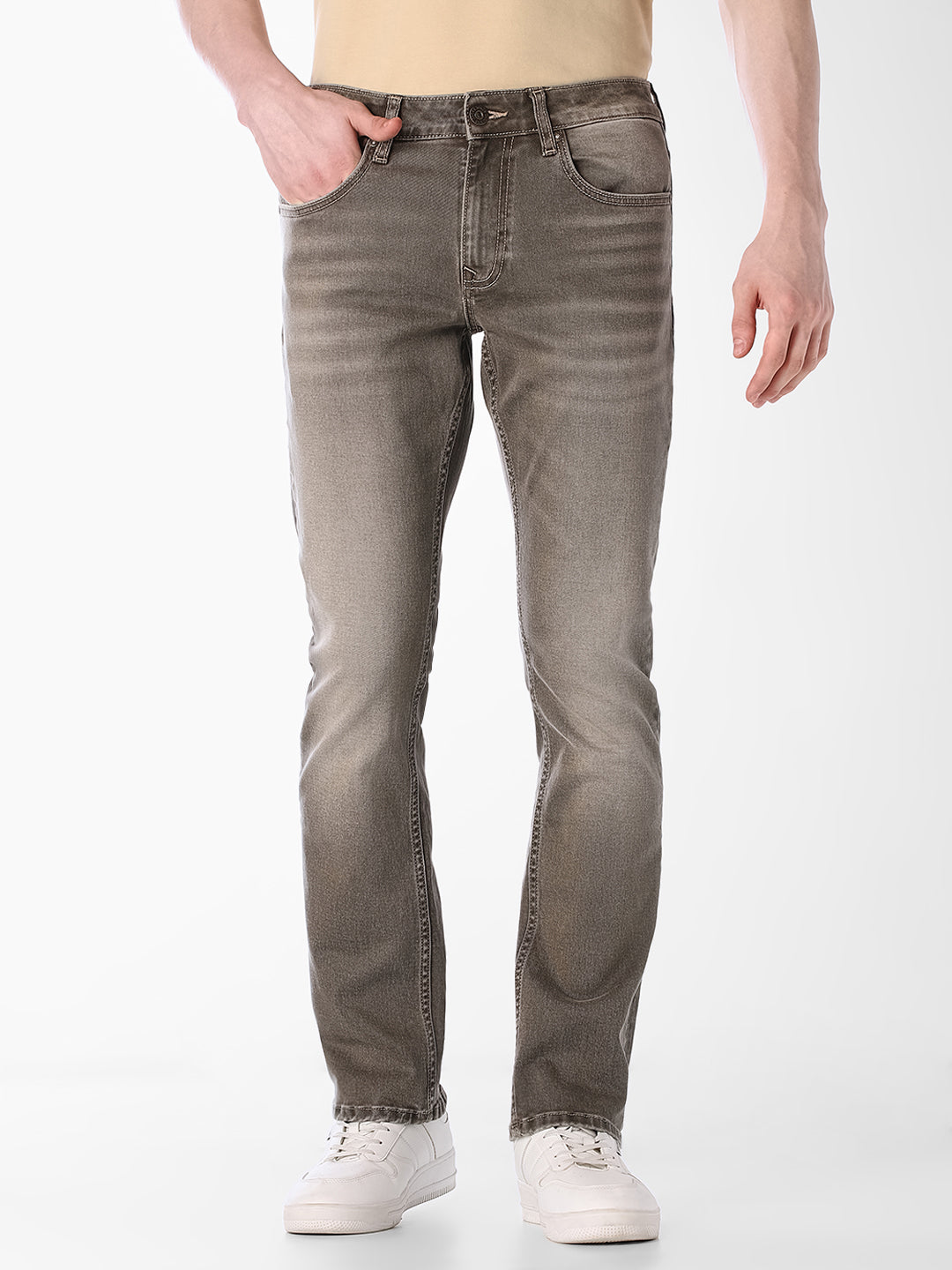 Dark Olive Washed Clark Regular Fit Jeans