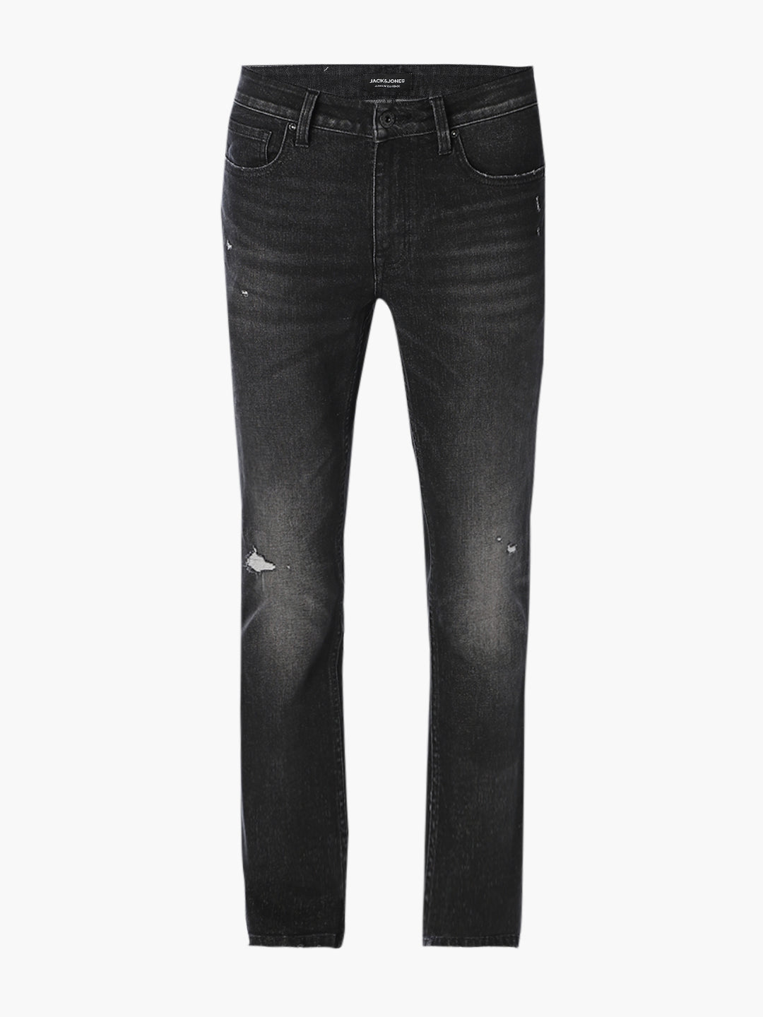 Black Mildly Distressed Regular Fit Jeans