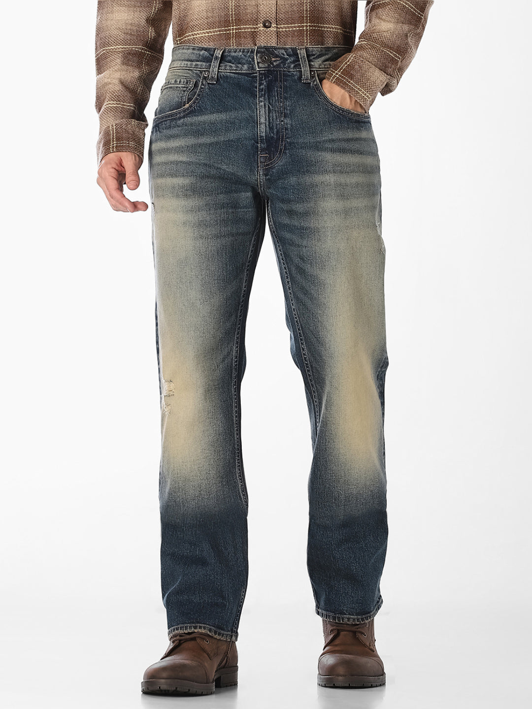 Blue Faded Bootcut Jeans