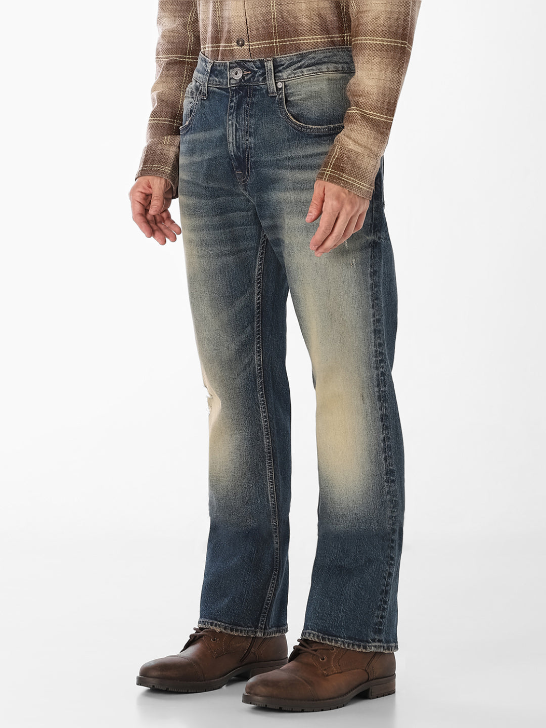 Blue Faded Bootcut Jeans