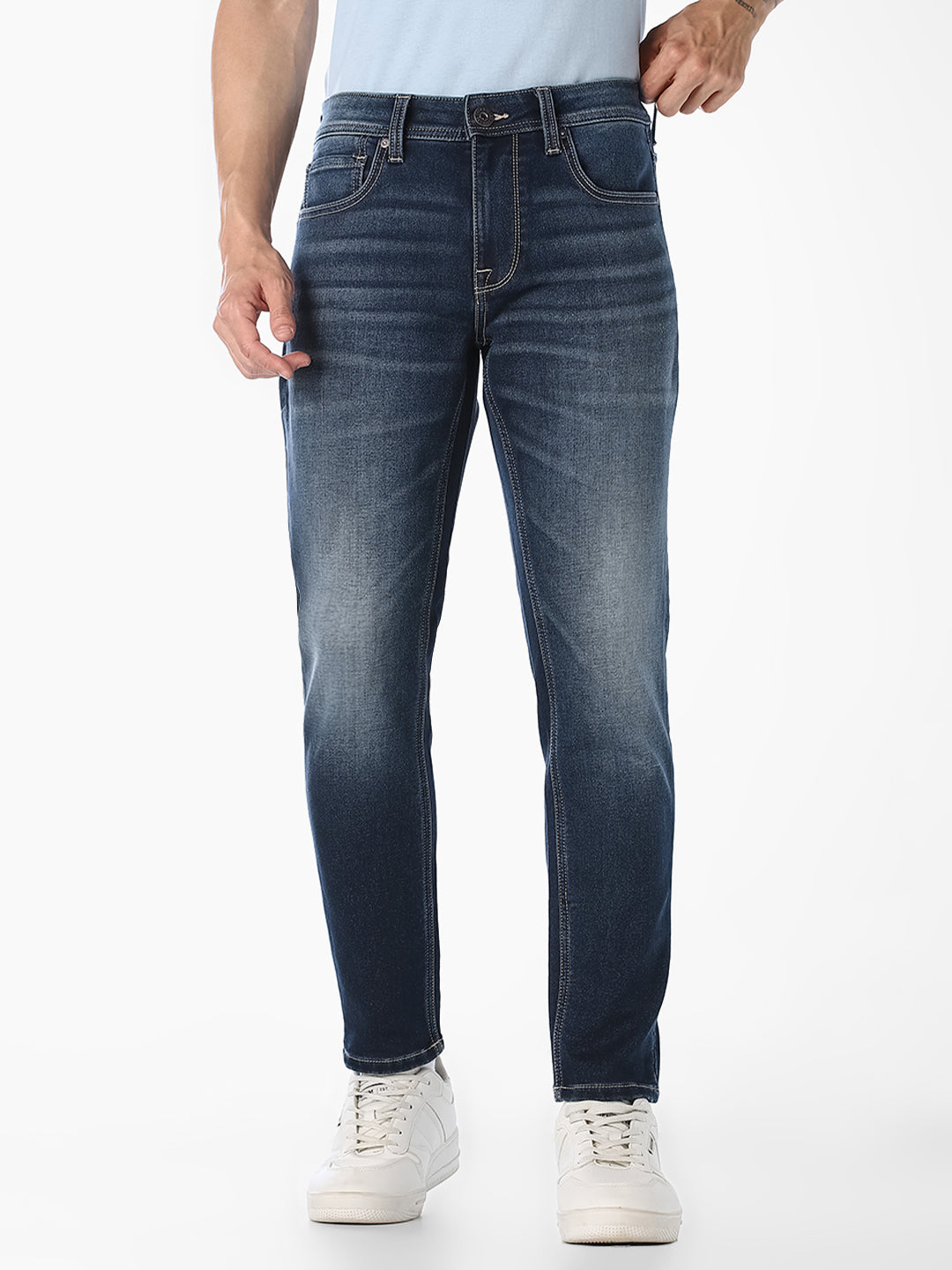 Blue Low-Rise Brak Slim Cropped Jeans