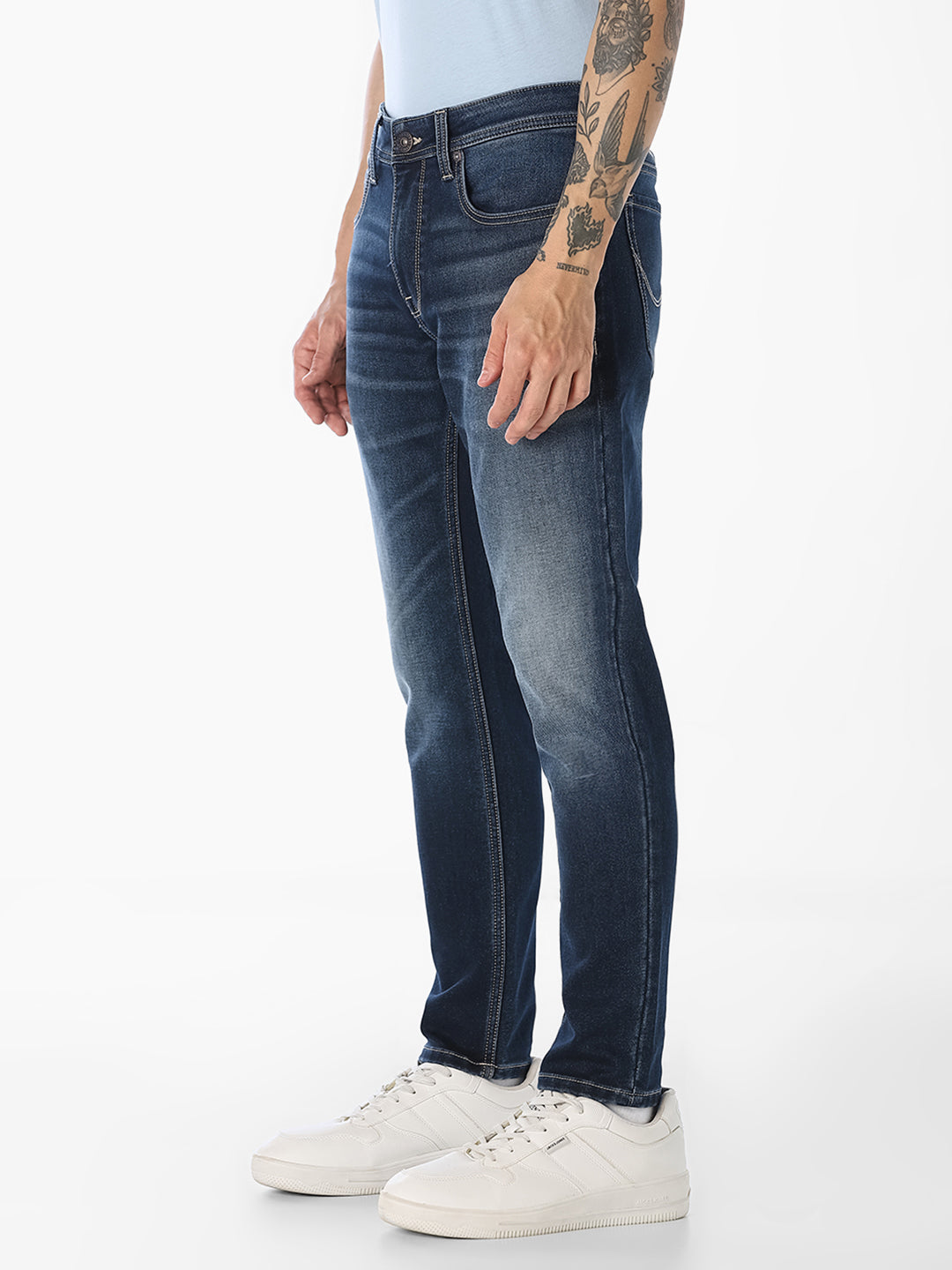 Blue Low-Rise Brak Slim Cropped Jeans