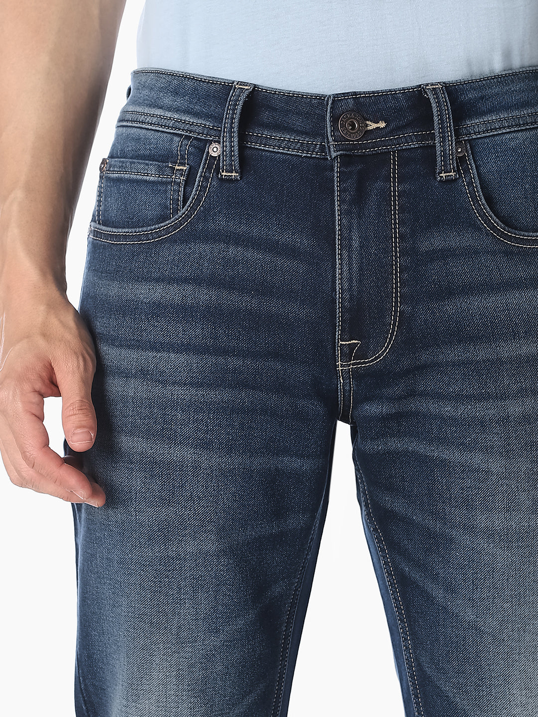 Blue Low-Rise Brak Slim Cropped Jeans