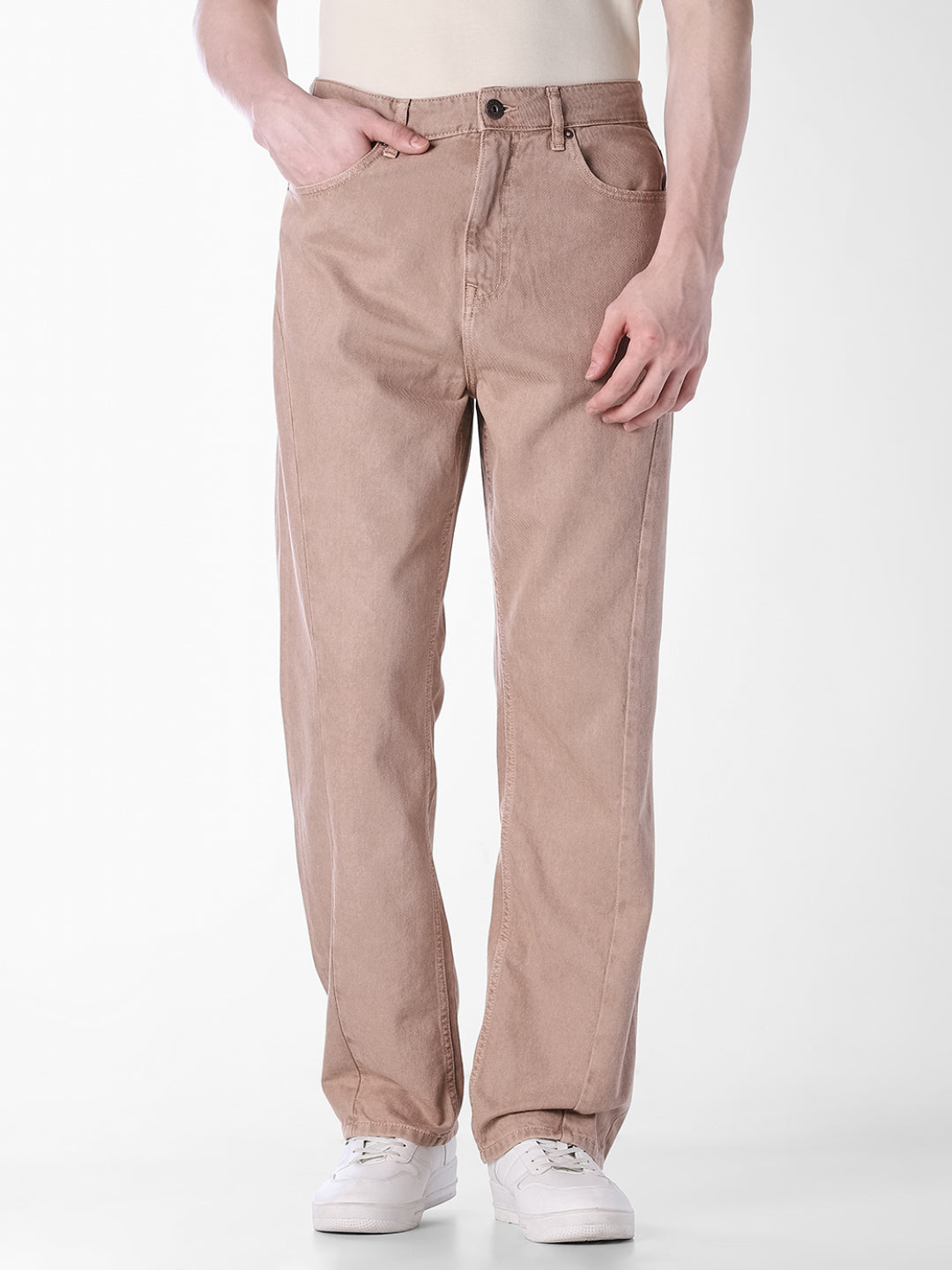Tan High Rise Dario Loose Fit Jeans