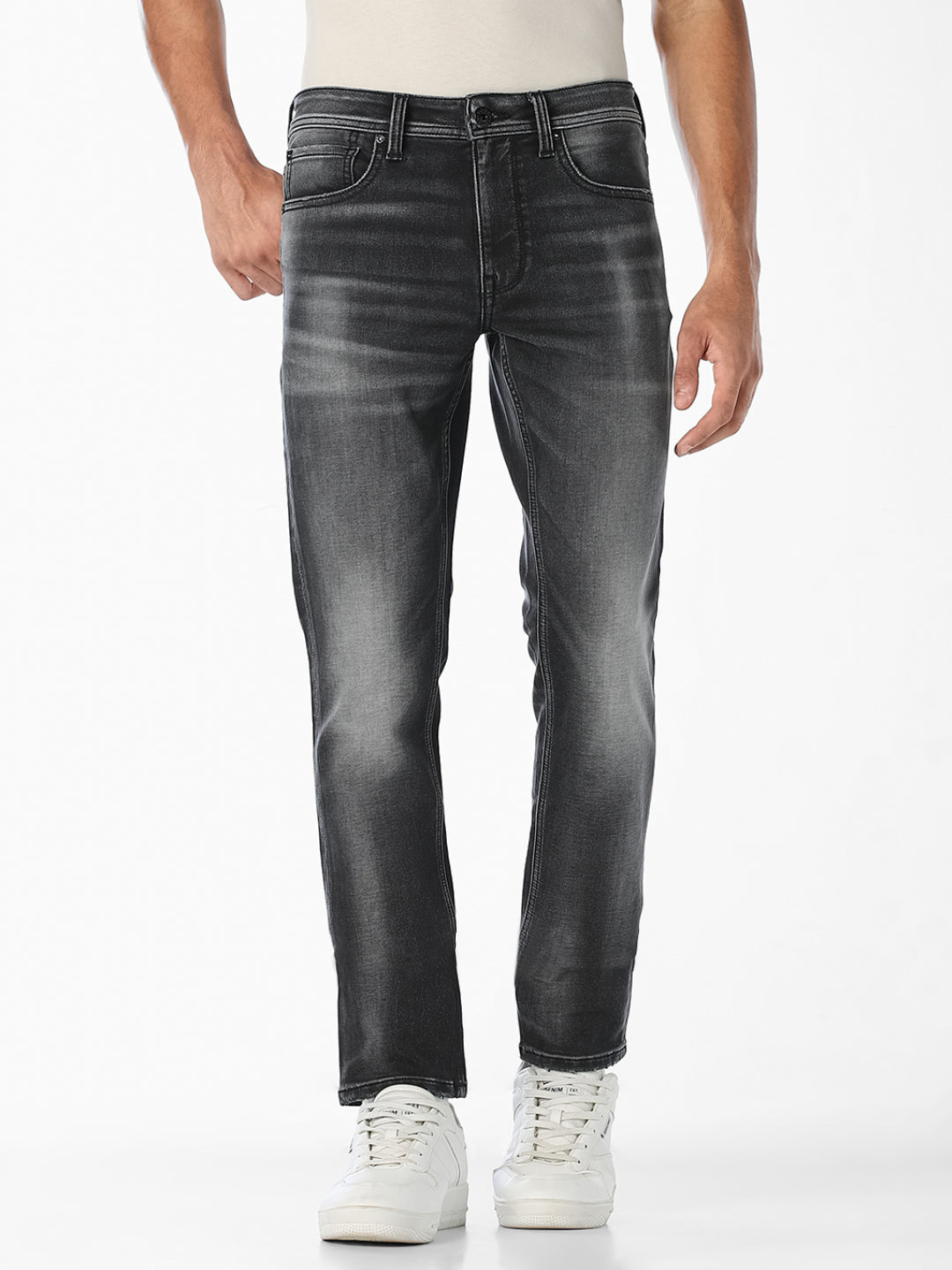 Grey Washed Slim Fit 5-Pocket Jeans - 28/30